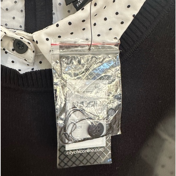 NWT! City Chic Women’s Layered Polka Dot and Black Pullover Sweater - Picture 4 of 5